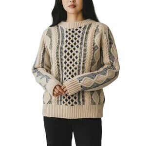 Mad Brown Knitwear x Free People Cream Cable Knit Sweater Womens Sz XS Jumper